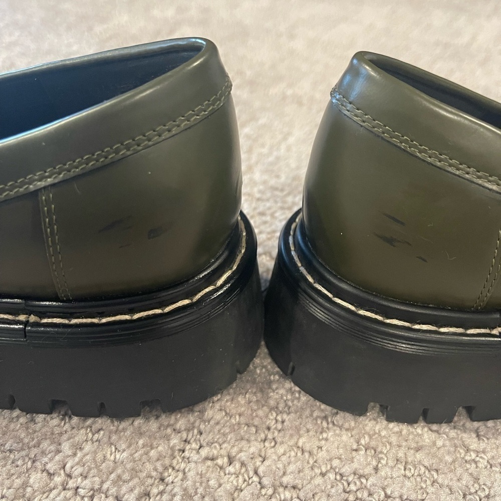 Marc Fisher Trisca Loafers, Olive Green, Leather, Metal Accent, Lug Sole, Sz. 6M - Picture 15 of 15
